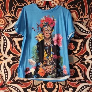 Blue Floral Graphic Women's Tee